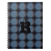 MODERN BLUE Black CUTE Spiral Photo  Notebook