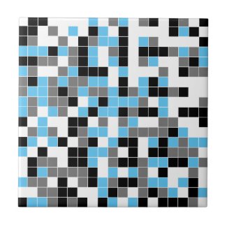 Modern Blue Black Gray Geometric Ceramic Tile