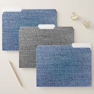 Modern Blue Black Jeans Denim Pattern File Folder