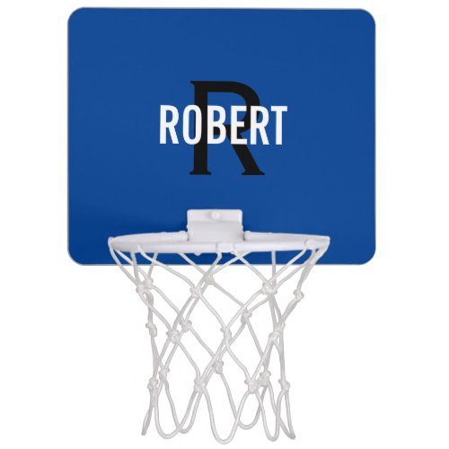 Modern blue black monogram men mini basketball hoop