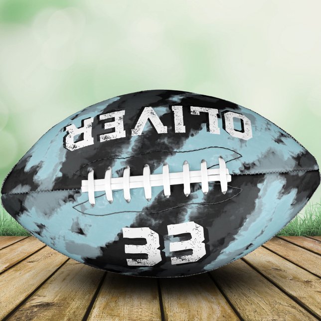 Modern Blue Black Player Name & Number Keepsake  Football (Creator Uploaded)