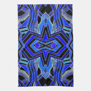 Modern Blue Black & White Geometric Kitchen Towel
