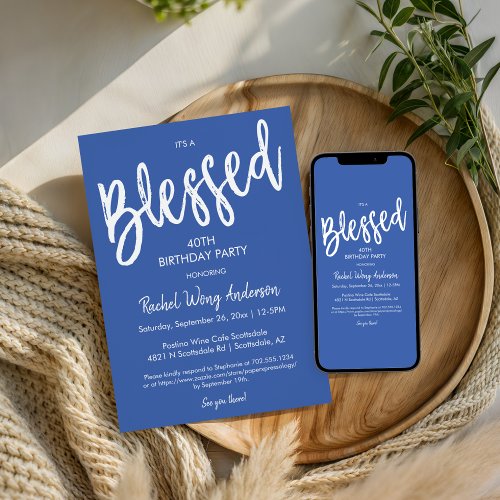 Modern Blue Blessed Any Occasion Birthday Party