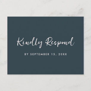 Modern Blue Blush Rsvp Trendy Script Meal Choice Invitation Postcard