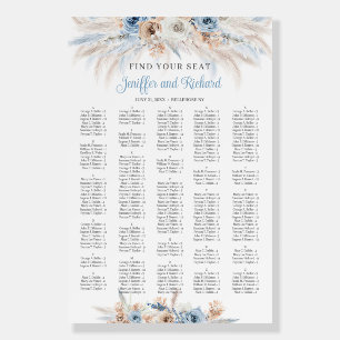 Modern blue boho flowers roses pampas tropical  foam board