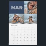 Modern Blue Bold Typography 3 Photo Family Calendar<br><div class="desc">Modern Blue Bold Typography 3 Photo Family Calendar with room to place your favorite family photos,  3 photo grid layout inside. Background color can be changed in the design tool if you like.</div>