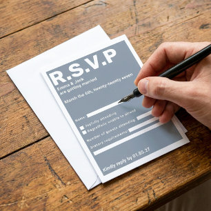 Modern Blue Bold typography RSVP Wedding Card