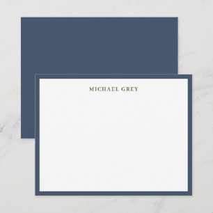 Modern Blue Border Professional Note Card