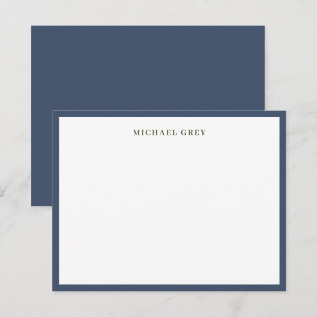 Modern Blue Border Professional Note Card (Front/Back)