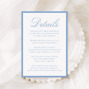 Modern Blue Border Wedding Details Enclosure Card