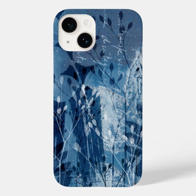 Modern Blue Botanical Abstract Case-Mate iPhone Case (Back)