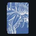 Modern Blue Botanical Floral Line Drawing Artwork iPad Mini Cover<br><div class="desc">A sophisticated,  modern botanical line art drawing of a simple flower on a bold cobalt blue background.</div>