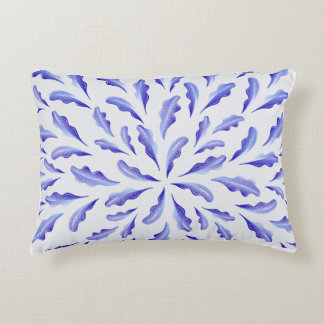 Modern Blue Botanical Leaves Pillow