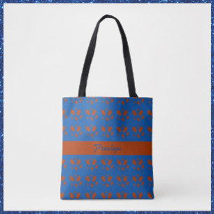 Modern Blue Botanical Leaves Tote Bag