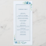 Modern Blue Botanical minimal floral wedding Program