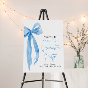 Modern Blue Bow Coquette Graduation Party Welcome Foam Board