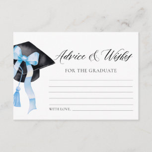 Modern Blue Bow Graduation Advice And Wishes Enclosure Card
