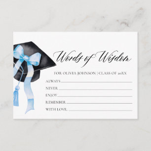 Modern Blue Bow Graduation Advice Words of Wisdom Enclosure Card