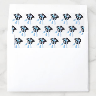 Modern Blue Bow Graduation Cap Graduation  Envelope Liner