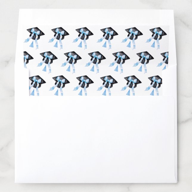 Modern Blue Bow Graduation Cap Graduation  Envelope Liner (In Envelope)