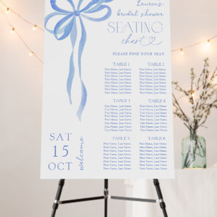 Modern Blue Bow Script Bridal Shower Seating Chart Foam Board
