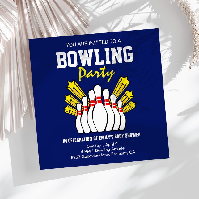 Modern Blue Bowling Baby Shower Invitation (Creator Uploaded)