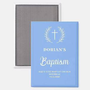 Modern Blue Boy Baptism Thank you Magnet