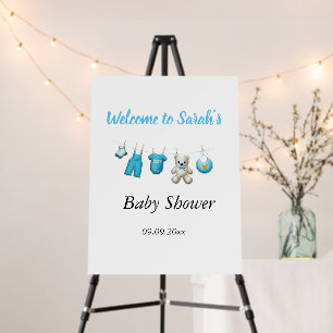 Modern Blue Boy Cute Laundry Baby Shower Foam Board