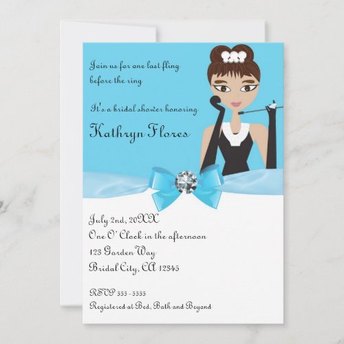 Blue Wedding Bridal Shower Invitations