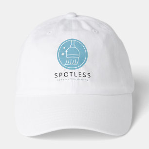 Modern Blue Broom Logo Cleaning Service Hat