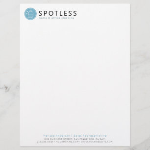 Modern Blue Broom Logo Cleaning Service Letterhead