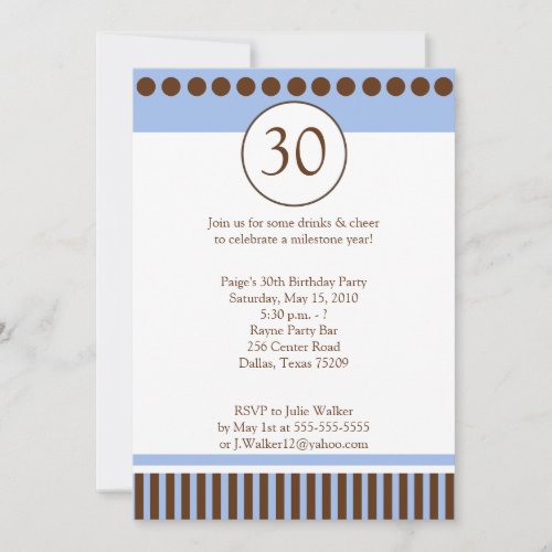 Modern Blue &amp; Brown 5x7 Birthday Invitation