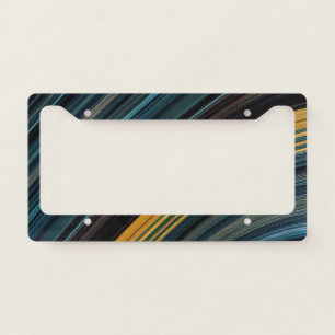 Modern Blue, Brown, and Yellow Abstract Striped License Plate Frame