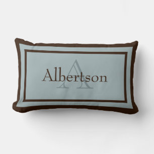 Modern Blue/Brown Monogram Name Keepsake Pillow