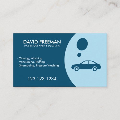 Modern Blue Bubble Mobile Car Wash and Detailing Business Card