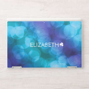 Modern Blue Bubbles Personalized Name HP Laptop Skin