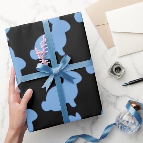 Modern Blue Bunny Rabbit Wrapping Paper