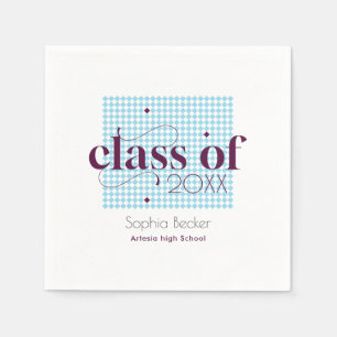  Modern Blue Burgundy Graduation Cap Pattern  Napkins