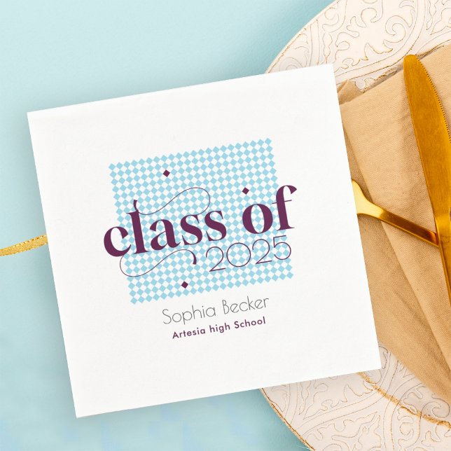  Modern Blue Burgundy Graduation Cap Pattern  Napkins (Creator Uploaded)