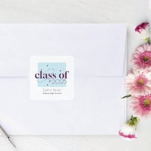  Modern Blue Burgundy Graduation Cap Pattern  Square Sticker