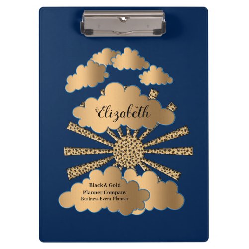 Modern Blue Business Gold Elegant Personalize Clipboard