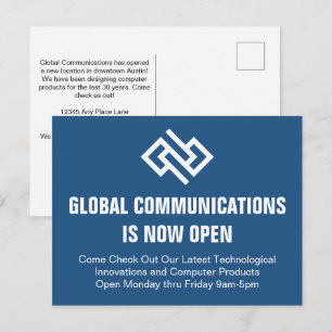 Modern Blue Business Grand Opening Advertisement Postcard
