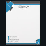Modern blue Business logo Letterhead<br><div class="desc">Sophisticated "Modern blue Business logo Letterhead" is perfect for businesspeople who appreciate style and professionalism. This letterjead features a modern, elegant blue design that you can customize with your business logo, name, tagline, address, phone, and website. This is great for making a strong impression in the business world. Get yours...</div>