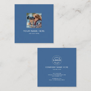 Modern Blue Calling Card Featuring White Typograph