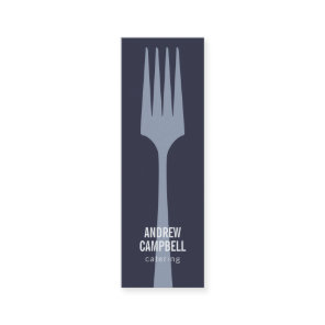 Modern blue chef minimalist fork catering logo mini business card