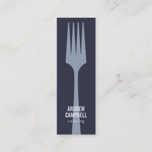 Modern blue chef minimalist fork catering logo mini business card