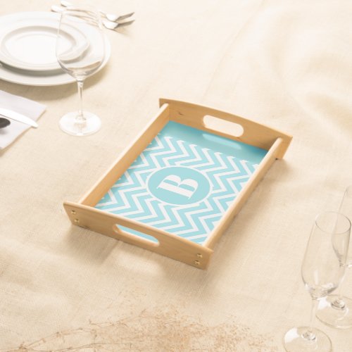 Modern Blue Chevron Monogram Baby Nursery Bath  Serving Tray