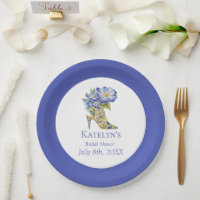 Modern Blue Chinoiserie High-Heel Shoe