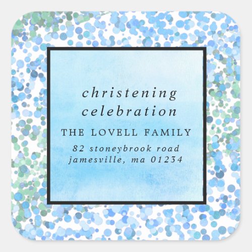 Modern Blue Christening Return Address Labels