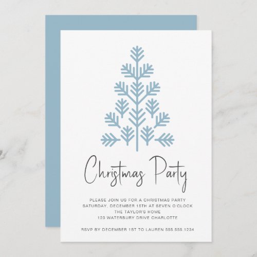 Modern Blue Christmas Party Tree Invitation